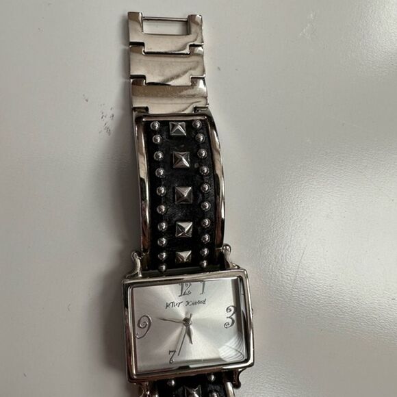 Betsey Johnson Studded Black and Silver Watch Y2K main image 2